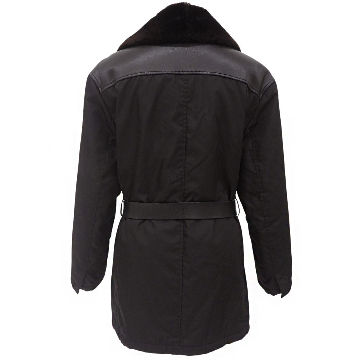 Nylon Leather Combination Fur Collar Coat #40 Black