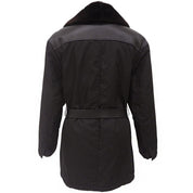 Nylon Leather Combination Fur Collar Coat #40 Black