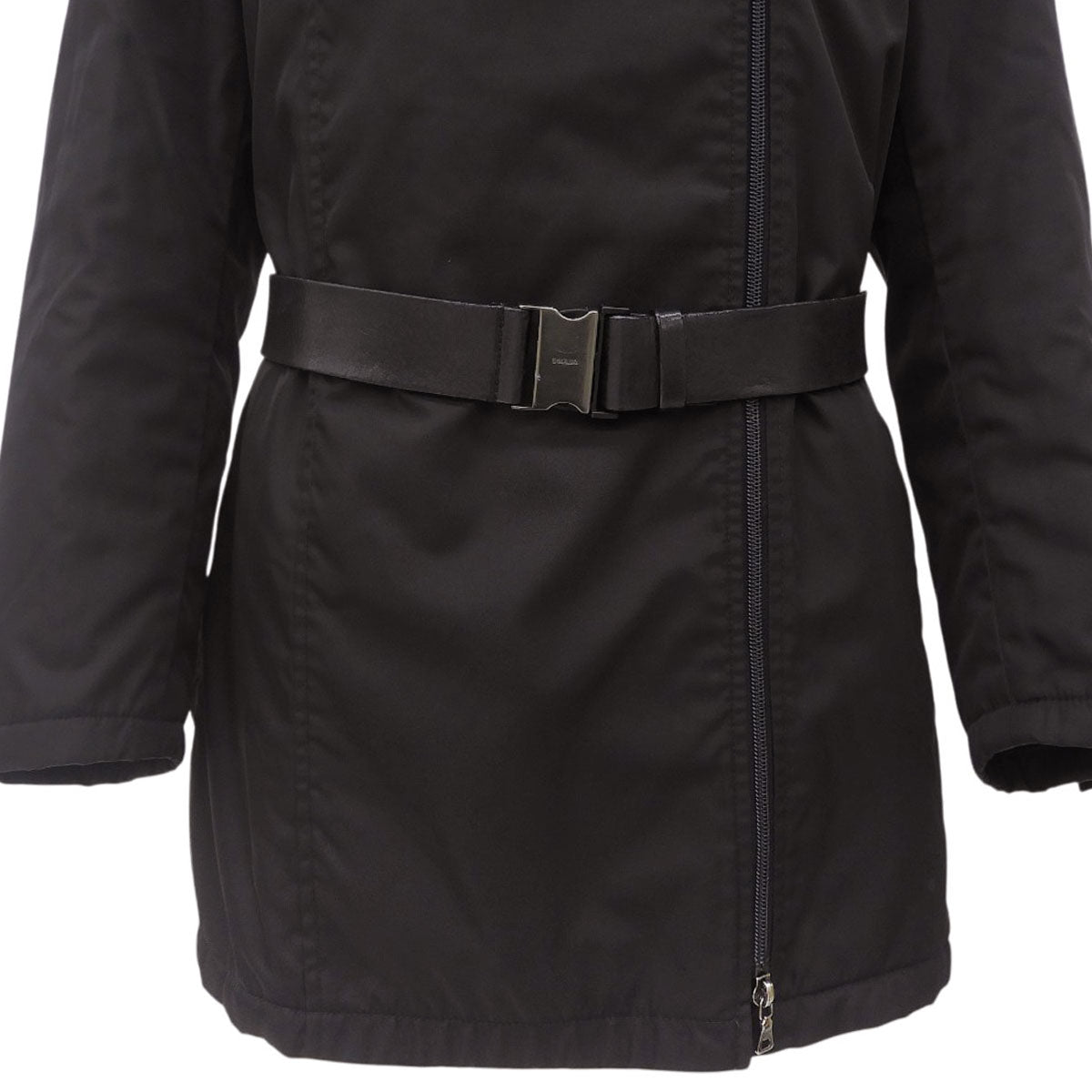 Nylon Leather Combination Fur Collar Coat #40 Black