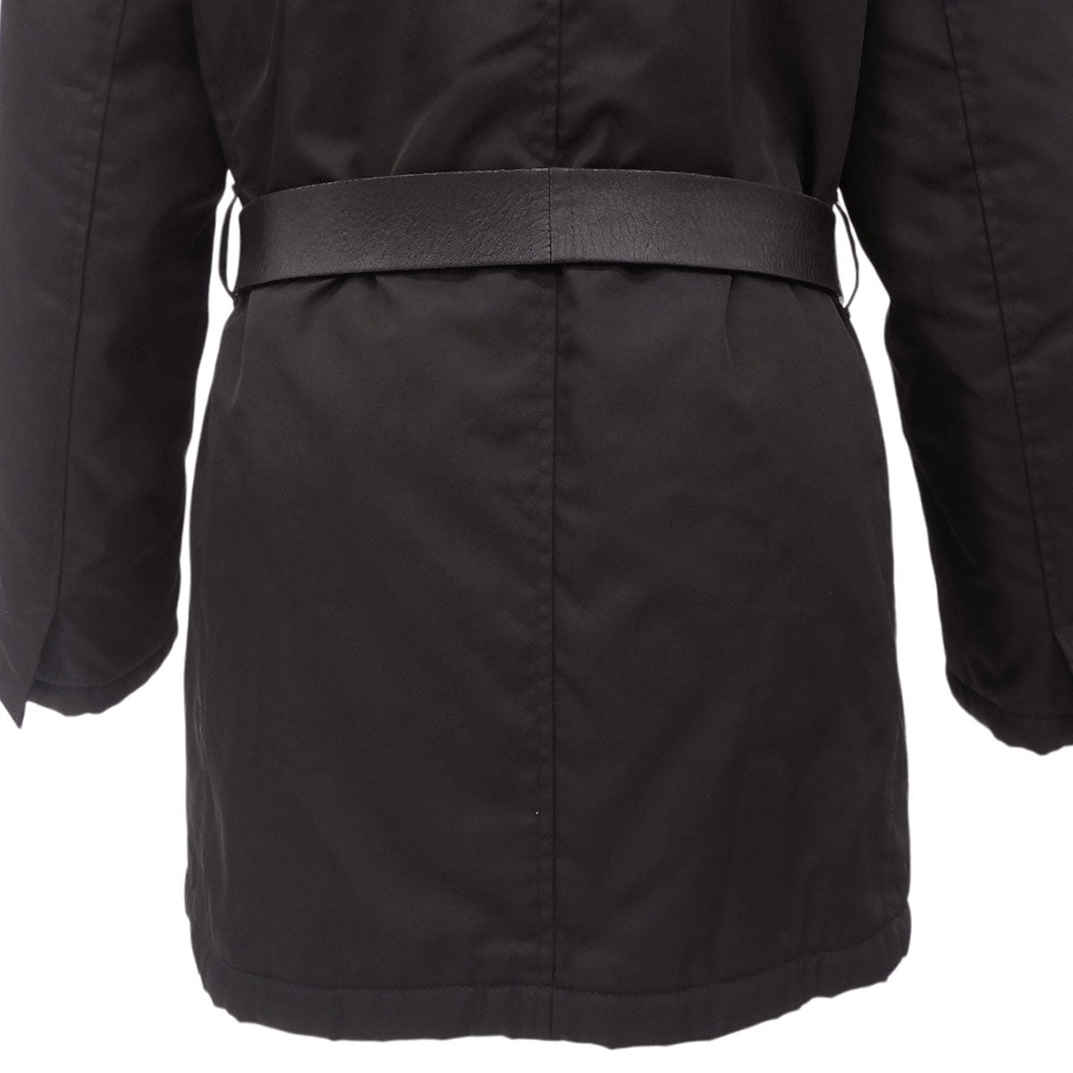 Nylon Leather Combination Fur Collar Coat #40 Black