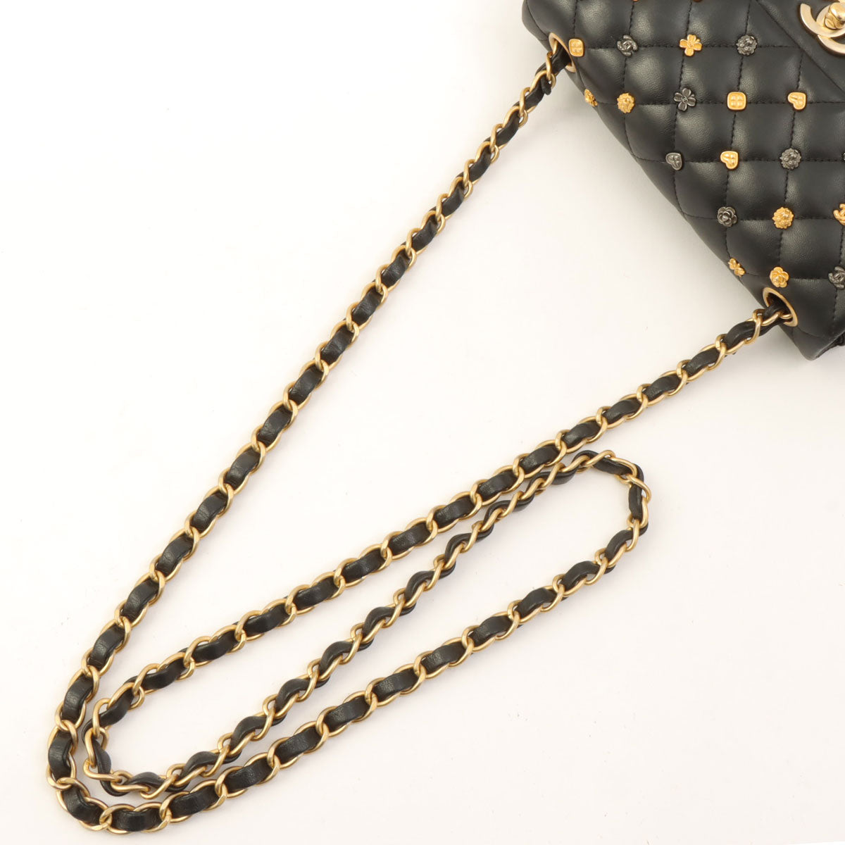 Around 2018 Made Studded Icon Lucky Charm Classic Flap Chain Bag Black