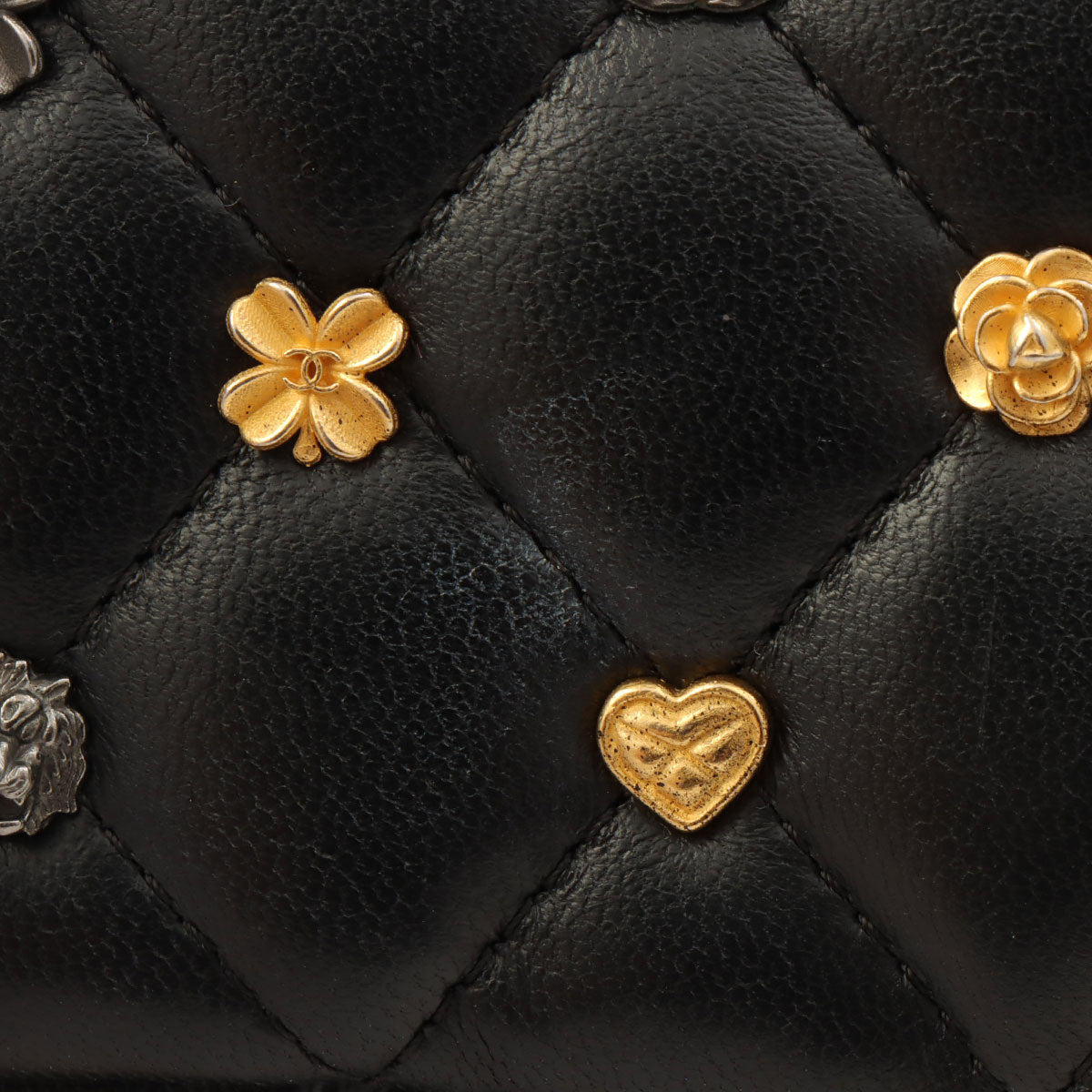 Around 2018 Made Studded Icon Lucky Charm Classic Flap Chain Bag Black
