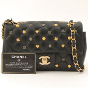 Around 2018 Made Studded Icon Lucky Charm Classic Flap Chain Bag Black
