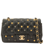 Around 2018 Made Studded Icon Lucky Charm Classic Flap Chain Bag Black