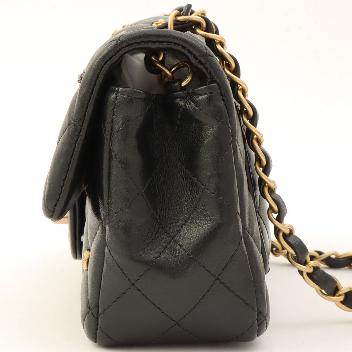 Around 2018 Made Studded Icon Lucky Charm Classic Flap Chain Bag Black