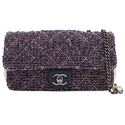 circa 2016 Tweed and Leather CC Turn-Lock Chain Shoulder Bag, Ivory/Navy/Red