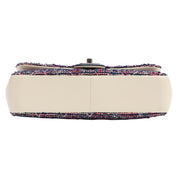 circa 2016 Tweed and Leather CC Turn-Lock Chain Shoulder Bag, Ivory/Navy/Red