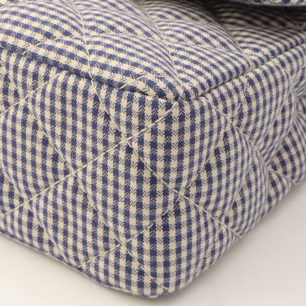 Gingham check classic flap chain bag, 25cm, blue/white, manufactured circa 1997