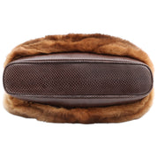 Lizard-effect Faux Fur Combination Gamaguchi One-Shoulder Bag, Brown