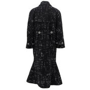 Checked Pattern CC Mark Button Mermaid Coat #38 Black/White