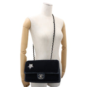 2014 or so model, fleece denim combination CC turn-lock chain shoulder bag, navy