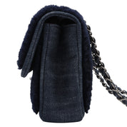 2014 or so model, fleece denim combination CC turn-lock chain shoulder bag, navy