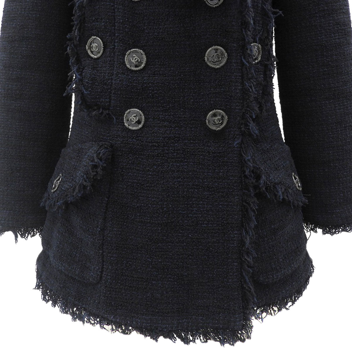 Tweed CC Mark Button Jacket - Navy/Black