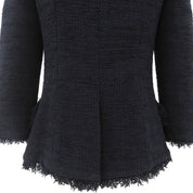 Tweed CC Mark Button Jacket - Navy/Black