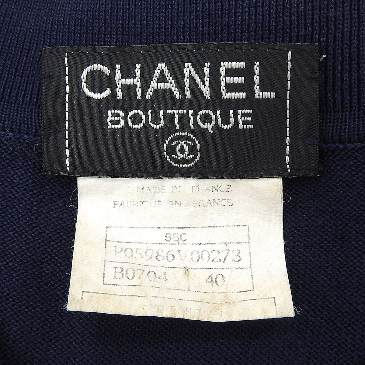1996 CC Logo Short-Sleeved Knit Top #40 Navy/White