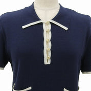 1996 CC Logo Short-Sleeved Knit Top #40 Navy/White