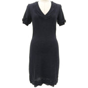 CC Mark Plate Border Pattern Short-Sleeve Dress #34 Black/Navy