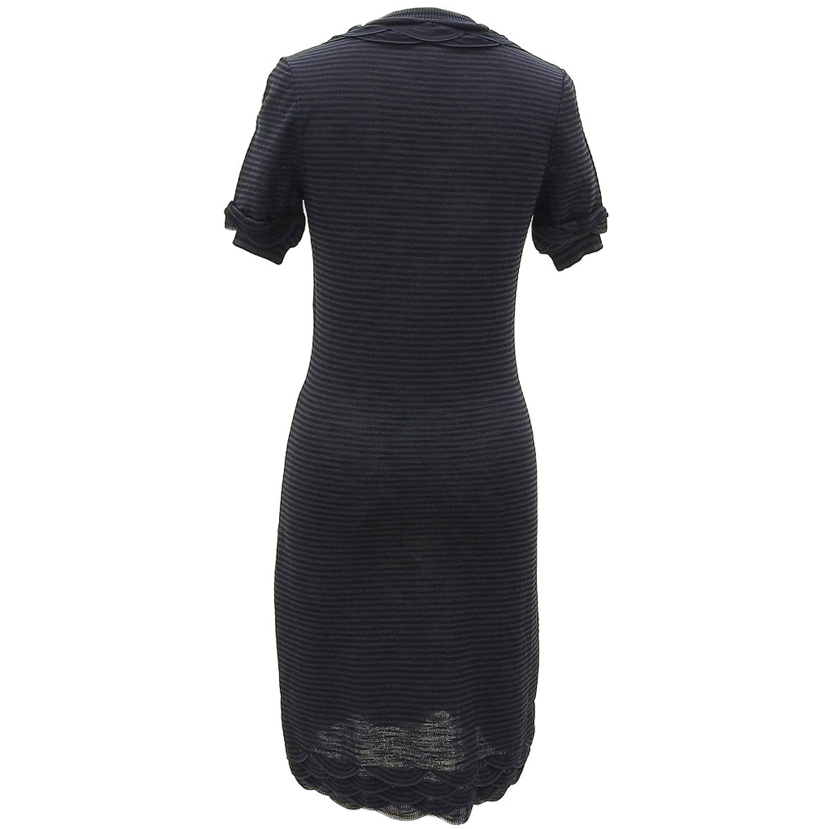 CC Mark Plate Border Pattern Short-Sleeve Dress #34 Black/Navy