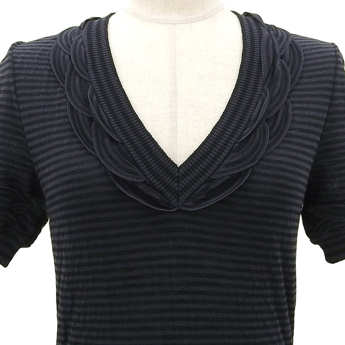 CC Mark Plate Border Pattern Short-Sleeve Dress #34 Black/Navy
