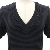 CC Mark Plate Border Pattern Short-Sleeve Dress #34 Black/Navy