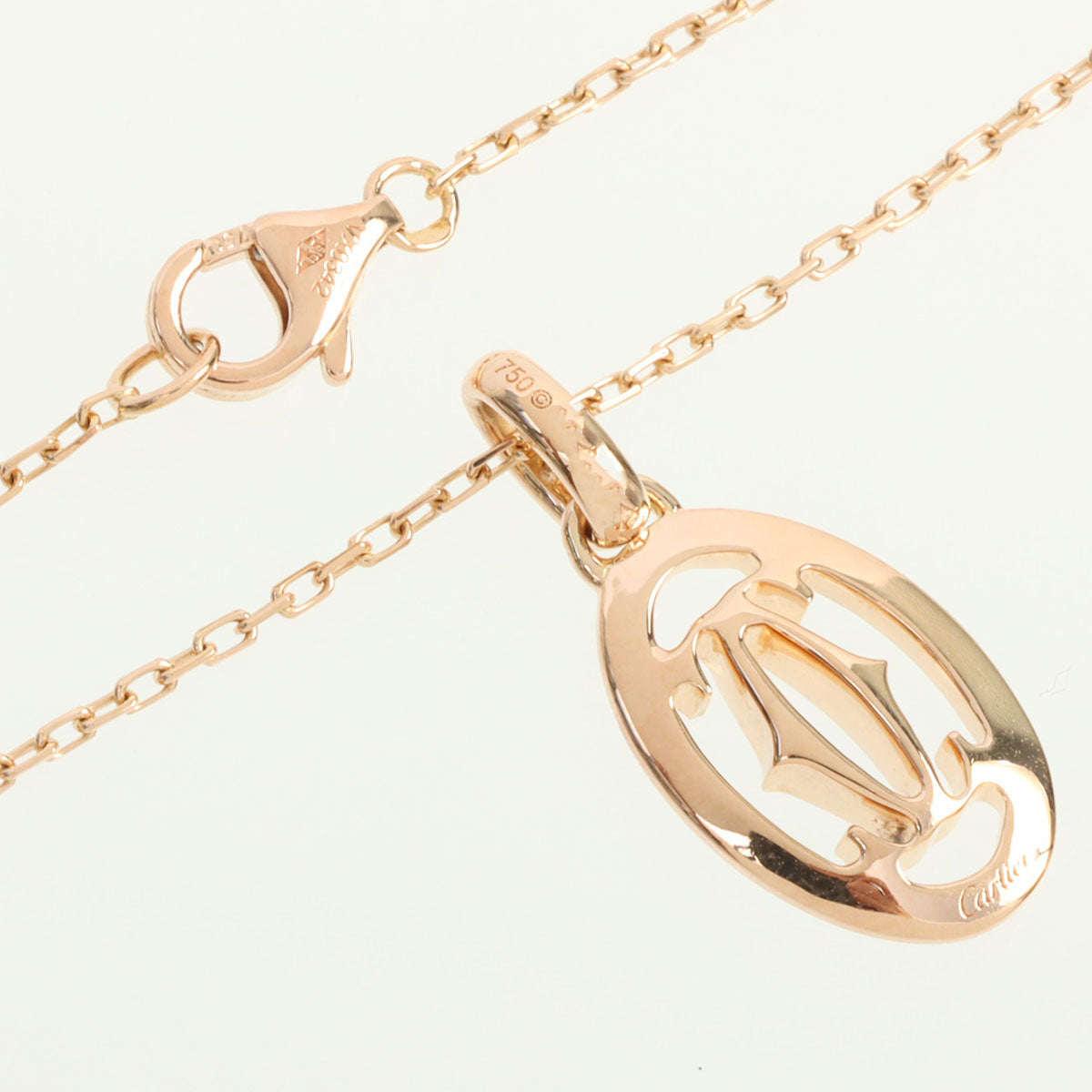 18K Diamond Logo Double Necklace Pink Gold
