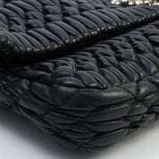 Crystal Matelassé Shoulder Bag in Black