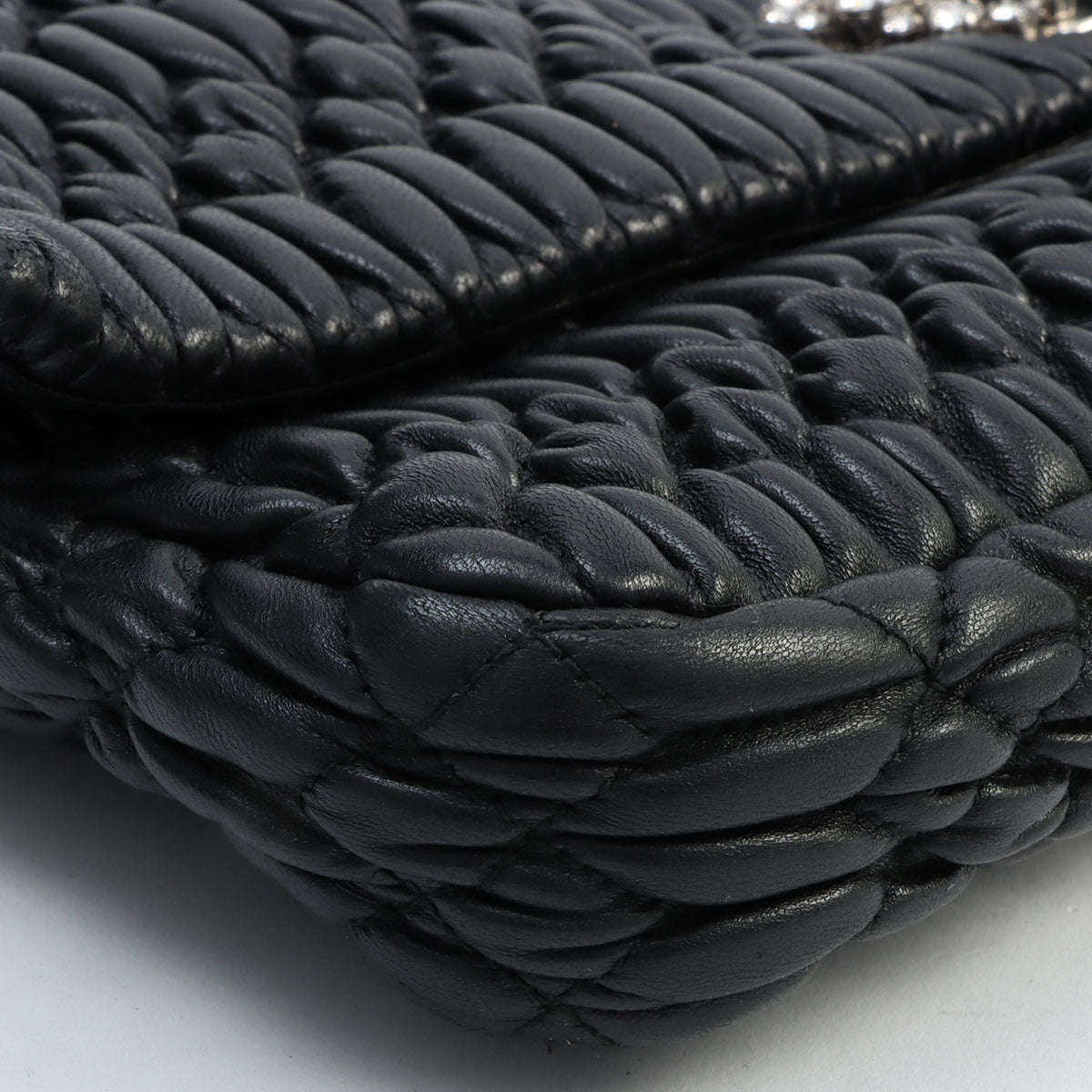 Crystal Matelassé Shoulder Bag in Black