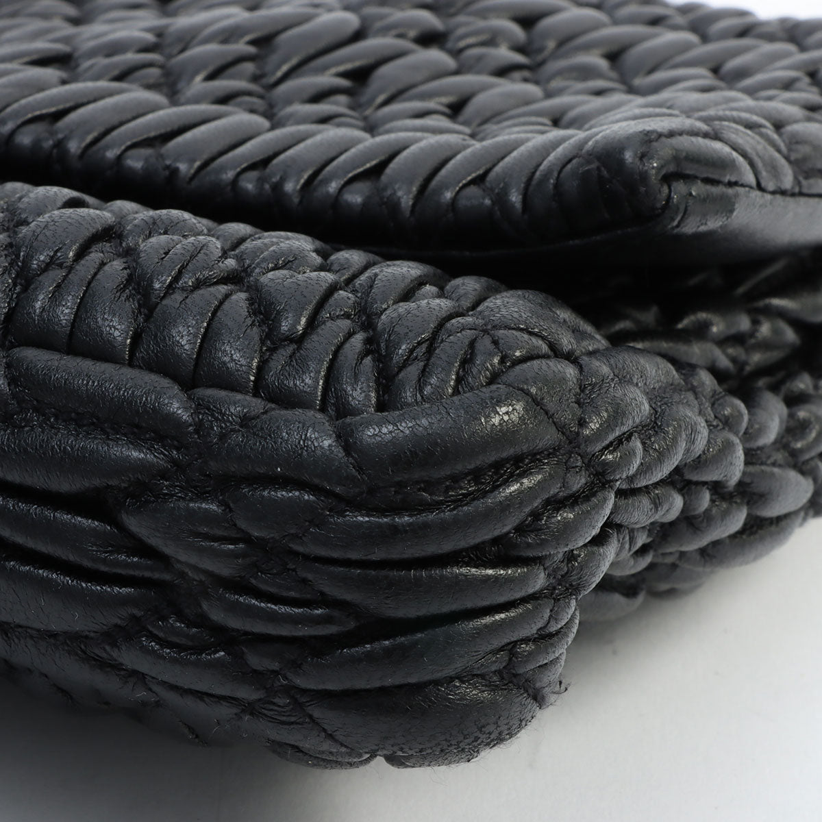 Crystal Matelassé Shoulder Bag in Black