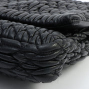 Crystal Matelassé Shoulder Bag in Black