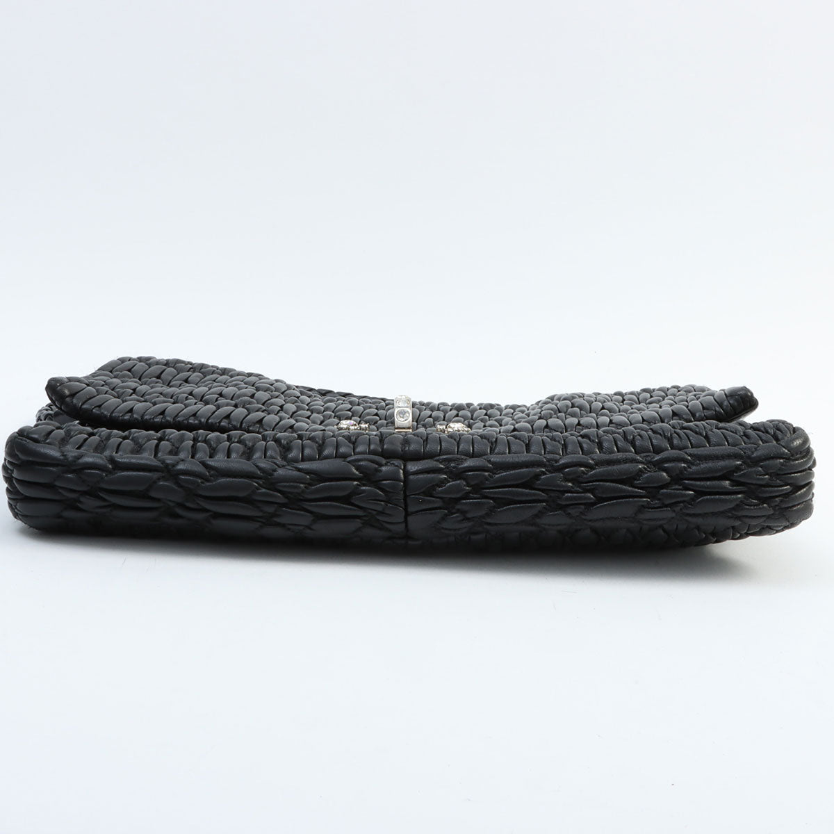 Crystal Matelassé Shoulder Bag in Black