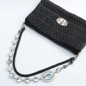 Crystal Matelassé Shoulder Bag in Black