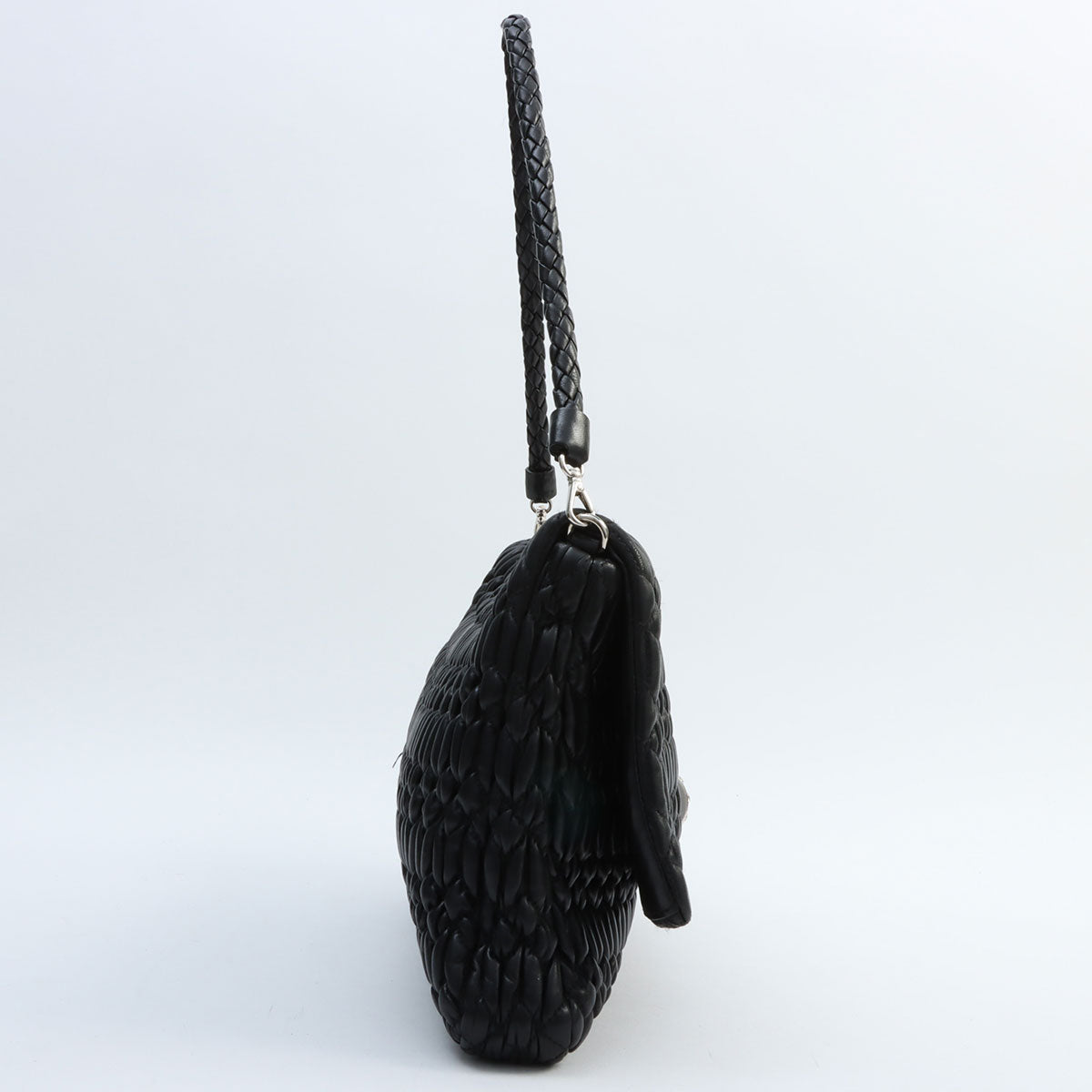 Crystal Matelassé Shoulder Bag in Black