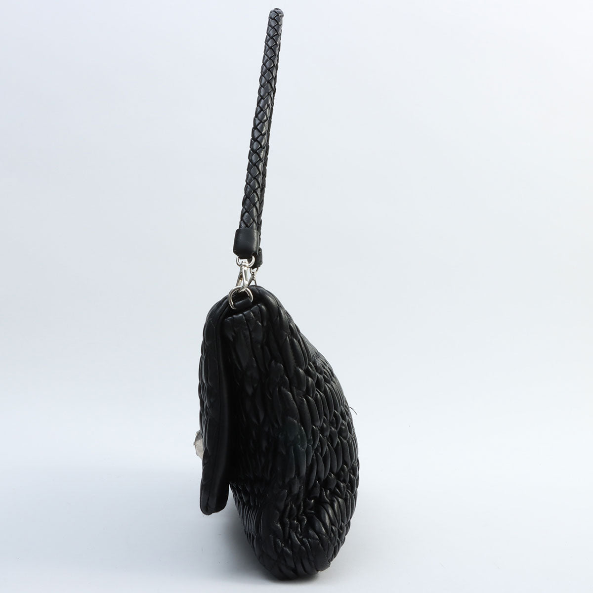Crystal Matelassé Shoulder Bag in Black