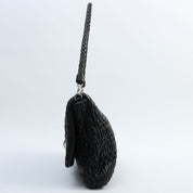 Crystal Matelassé Shoulder Bag in Black