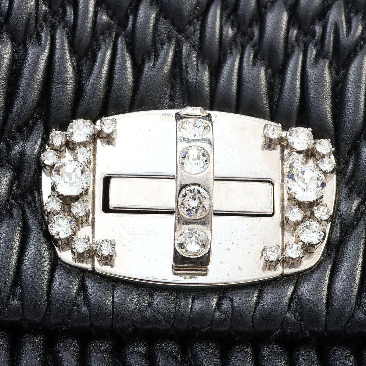 Crystal Matelassé Shoulder Bag in Black