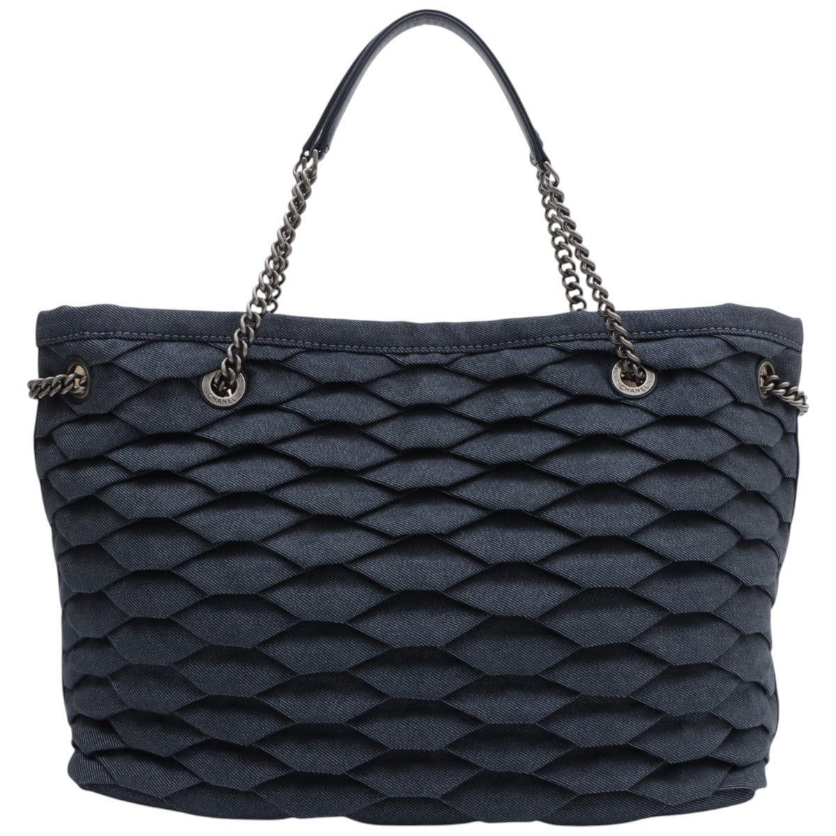 2016年頃製 デニムフリルCCマークチャームチェーントートバッグ インディゴ