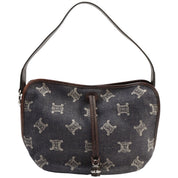 Denim Macadam Pattern One-Shoulder Bag Indigo
