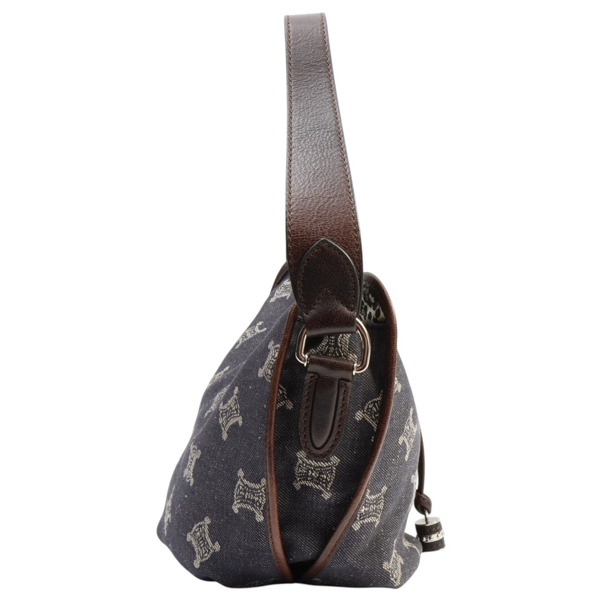 Denim Macadam Pattern One-Shoulder Bag Indigo