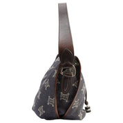 Denim Macadam Pattern One-Shoulder Bag Indigo