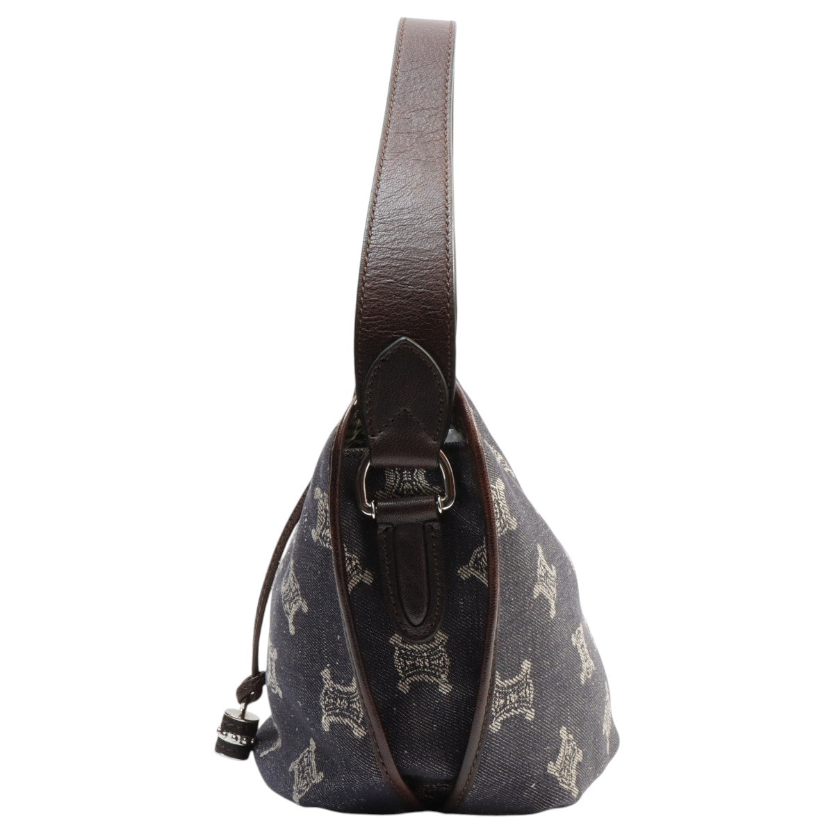 Denim Macadam Pattern One-Shoulder Bag Indigo