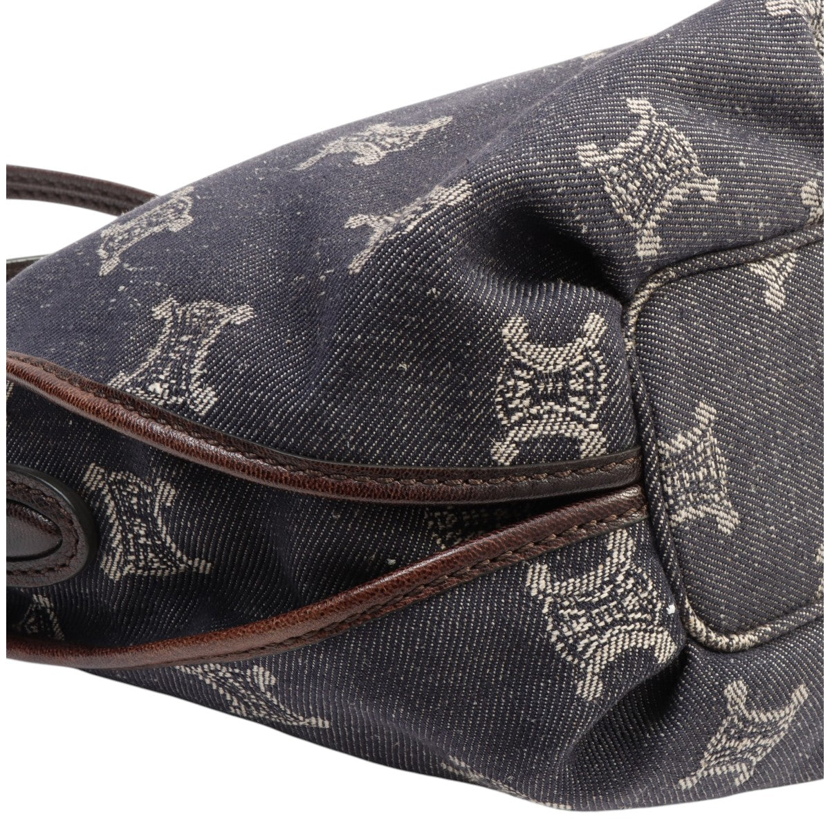 Denim Macadam Pattern One-Shoulder Bag Indigo