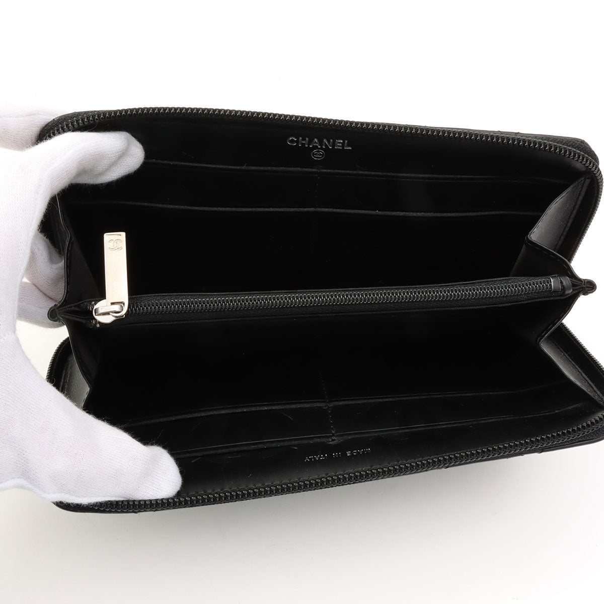 Cambon Line Zip Around Long Wallet, Black, circa 2009