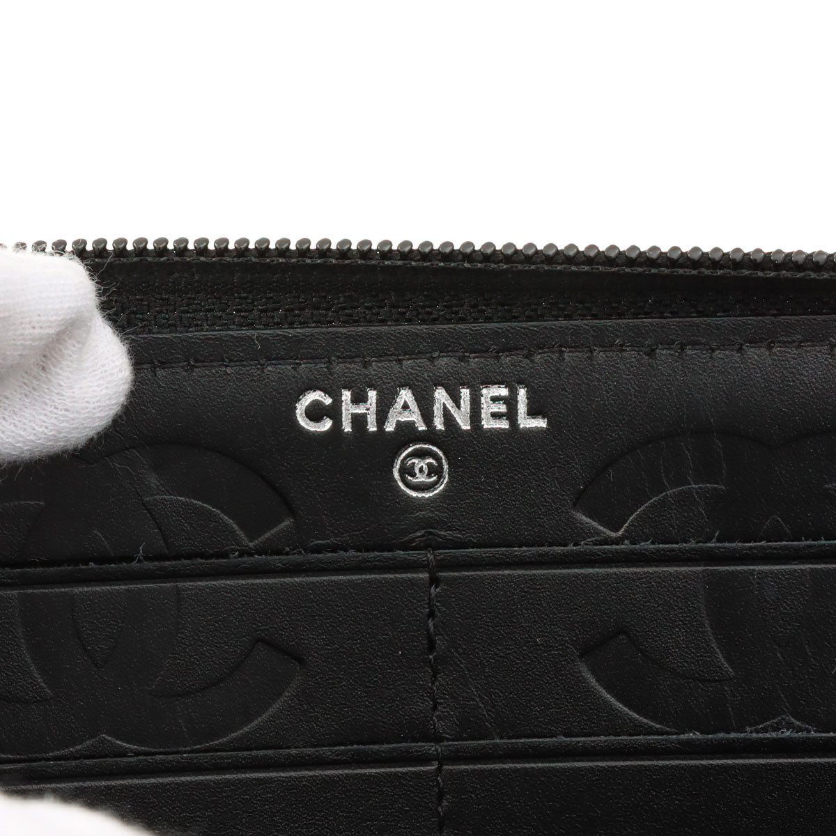 Cambon Line Zip Around Long Wallet, Black, circa 2009