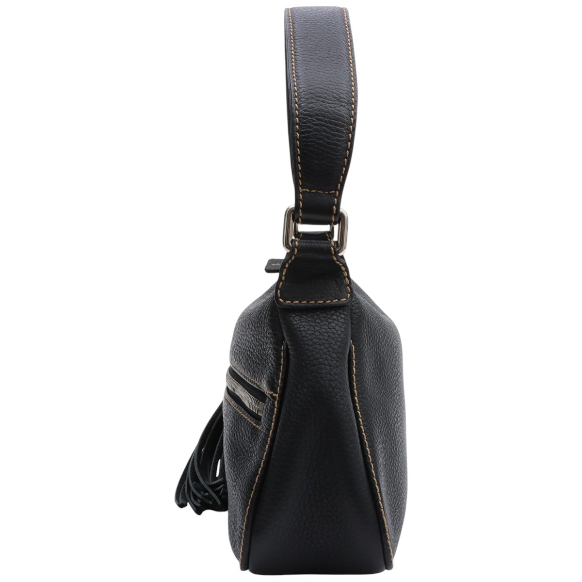 Chanel Caviar Skin Logo Embossed Tassel Shoulder Bag Black, circa 2001