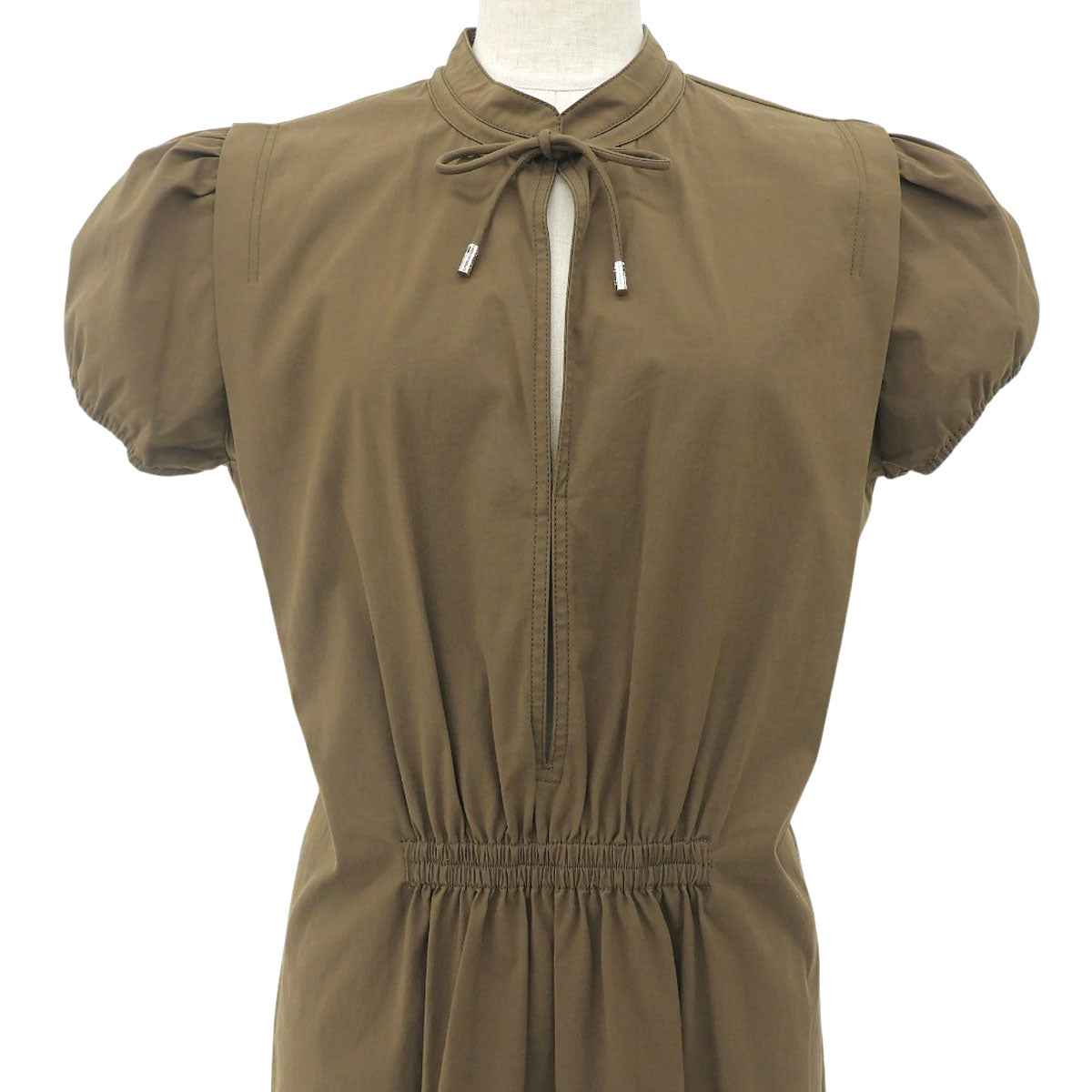 Cotton Puff Sleeve Dress #46 Brown