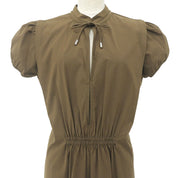Cotton Puff Sleeve Dress #46 Brown