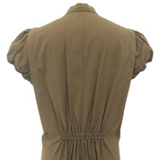 Cotton Puff Sleeve Dress #46 Brown