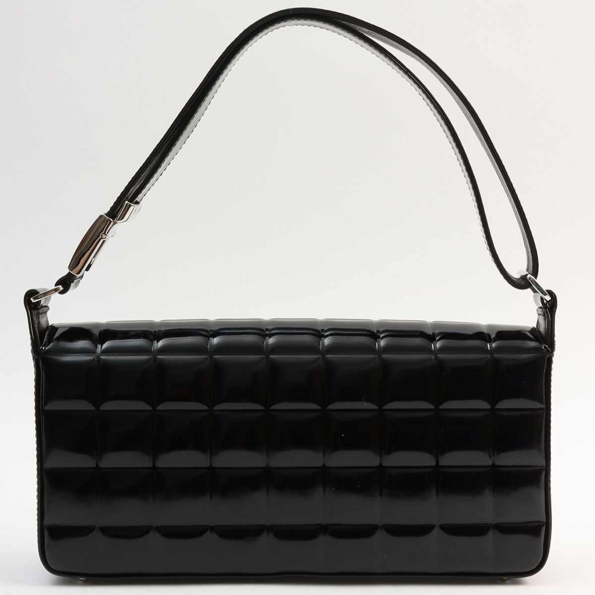 Circa 2001 Chanel Chocolate Bar CC Stitch One-Shoulder Bag Black