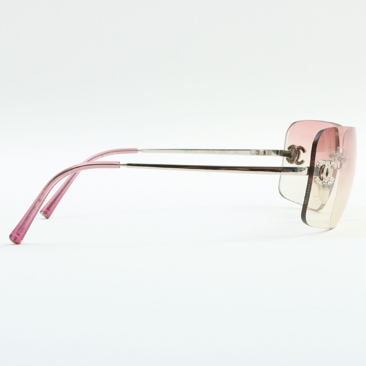 Rhinestone CC Mark Rimless Sunglasses - Purple