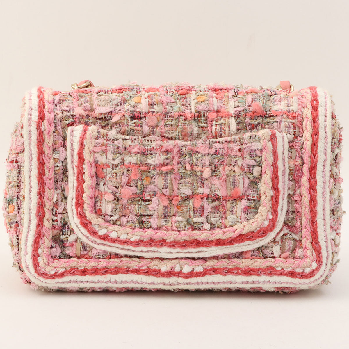 Pink Tweed CC Turn-lock Chain Shoulder Bag, manufactured around 2019